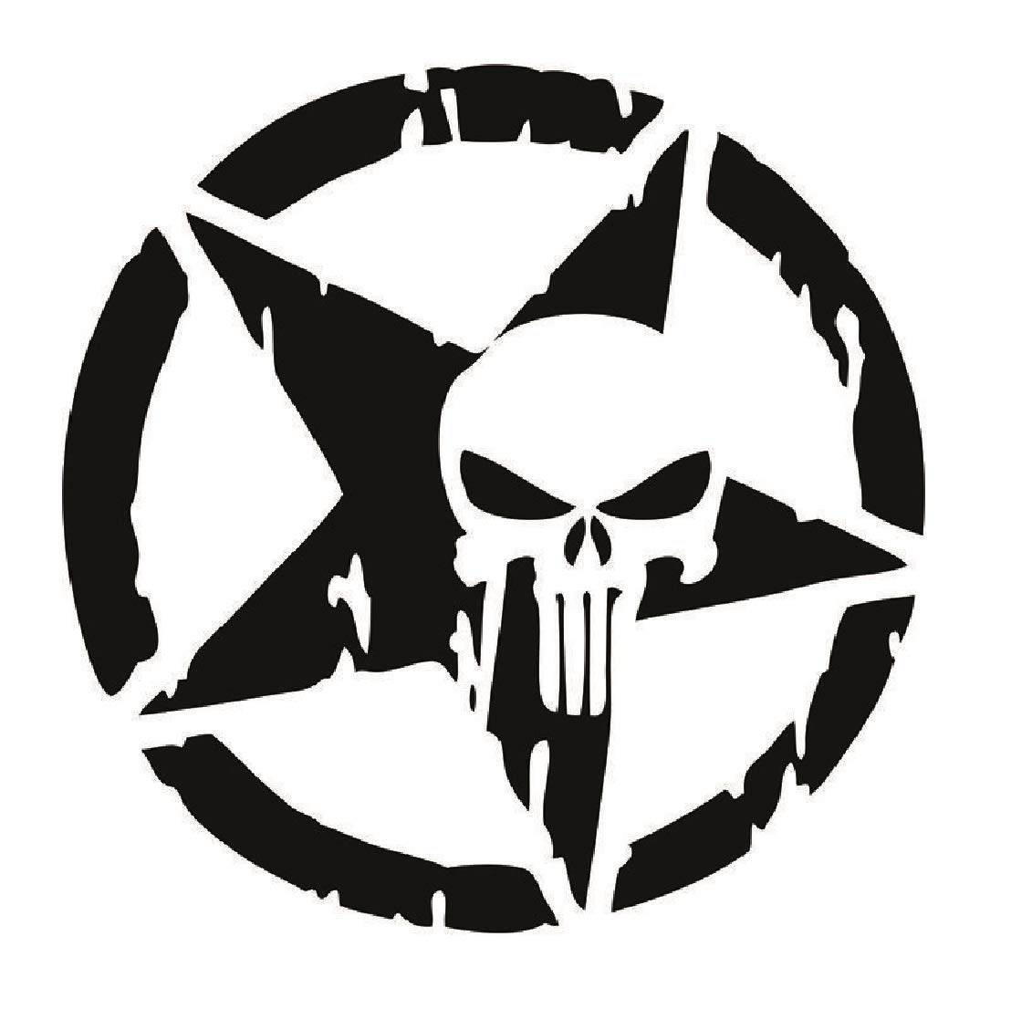 LYOMAN® 2 Pcs Military Star Skull for Vehicle Sticker & Decal (Size:- 11.5X11.5 cm.)