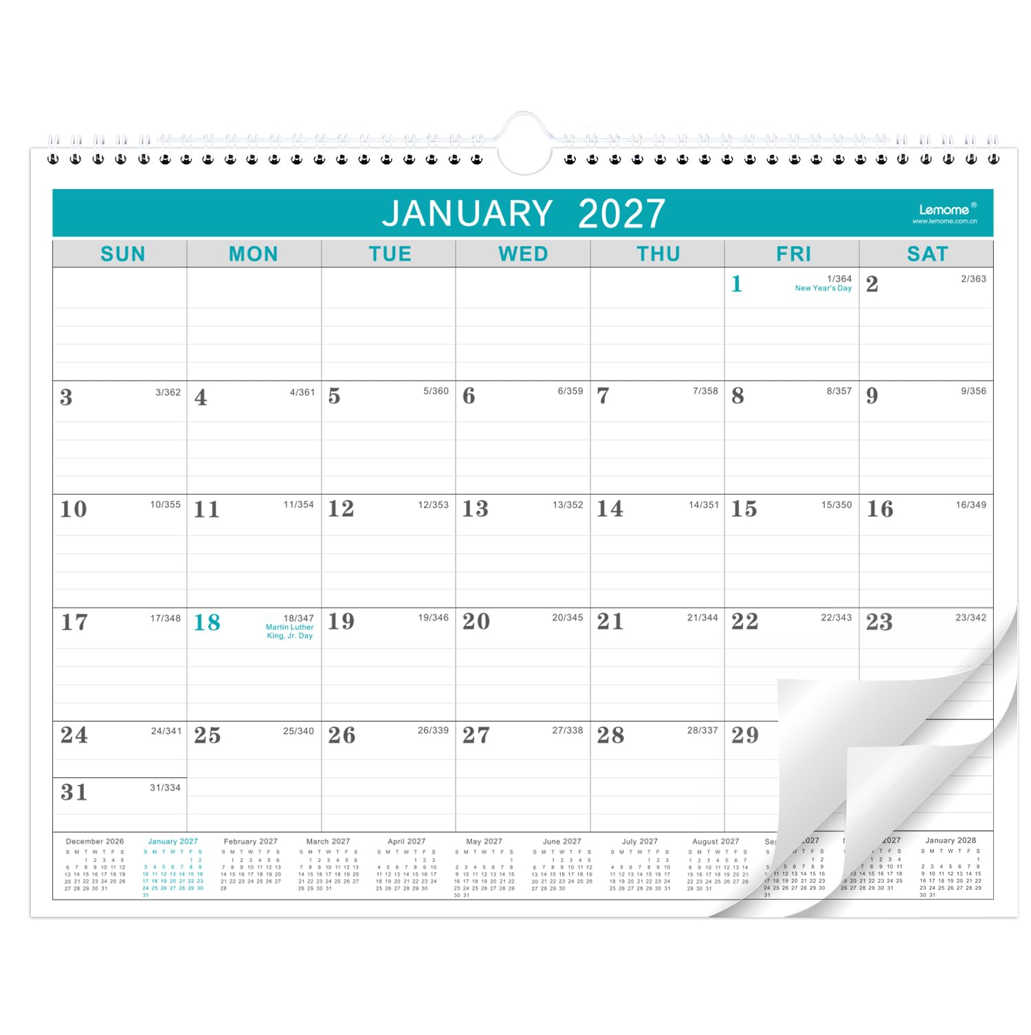 Calendar 2027, 12 Months from January 2027 to December 2027