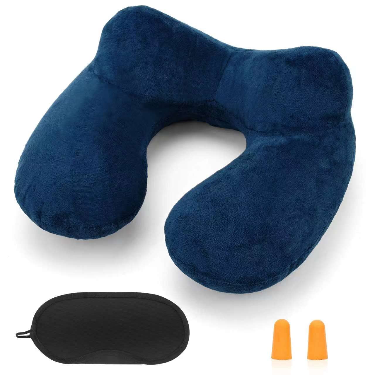 Poduszka pod szyję, nadmuchiwana, kompaktowa poduszka pod szyję, ergonomiczny zagłówek z aksamitnie miękką, zmywalną poszewką na kemping, do podróży, samolotu, pociągu, samochodu, biura