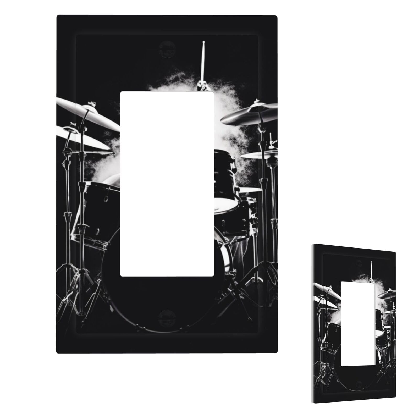 Fekiloot 1 Gang Drummer Wall Plate Cover Modern Decorative Light Switch Cover Unbreakable Receptacle Outlet Covers For Living Room Bedroom Home Decor