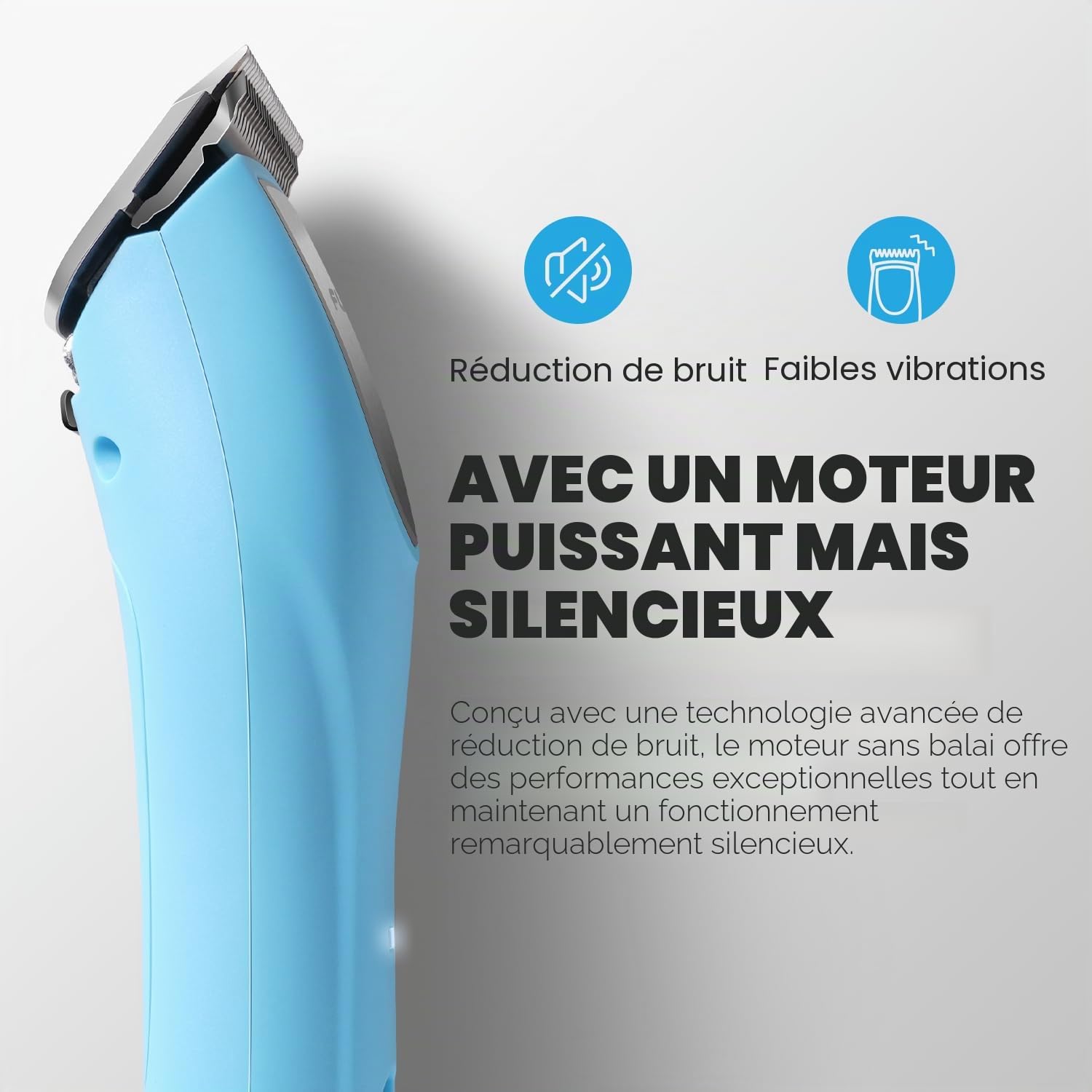 Tondeuse professionnelle pour chien pour toilettage, kit de toilettage pour animaux de compagnie pour manteaux épais et lourds à faible bruit, lame en acier inoxydable avec moteur sans balais