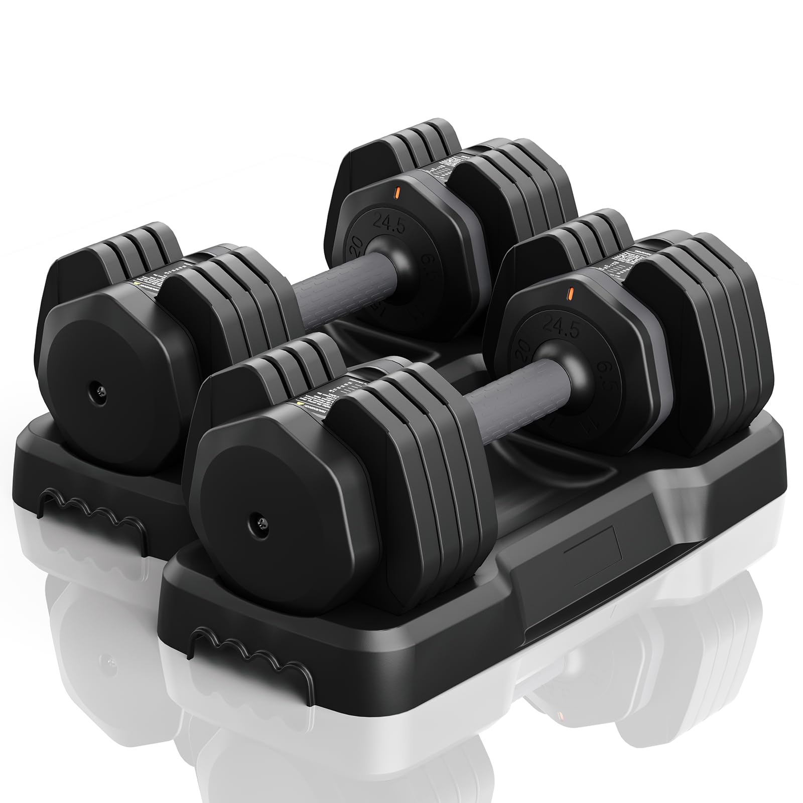 Mancuernas Ajustables, 11 kg/24,5 kg Pesas y Mancuernas Ajuste Rápido de 2 a 11 kg/6,5 a 24,5kg, Ahorran Espacio, Ideal para Entrenamiento en Casa o Gimnasio