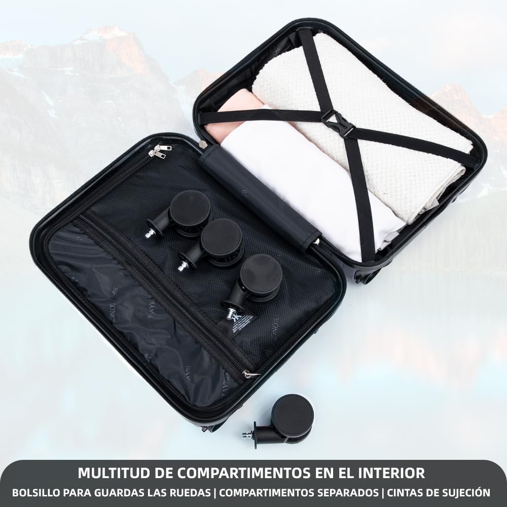 RAYKONG Maleta de Cabina ABS 40x30x20(24L)|Capacidad Maxima| Equipaje de Mano con Ruedas Desmontables para Ryanair | Vueling | EasyJet - AzulMarino - 4