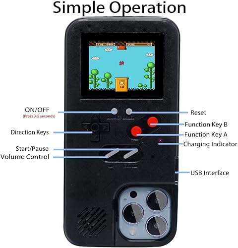 Miniatura 5 de WeLohas Gameboy - Funda para iPhone 13 Mini, funda de mano retro 168 juegos clásicos, pantalla de video a color para iPhone, funda antiarañazos a