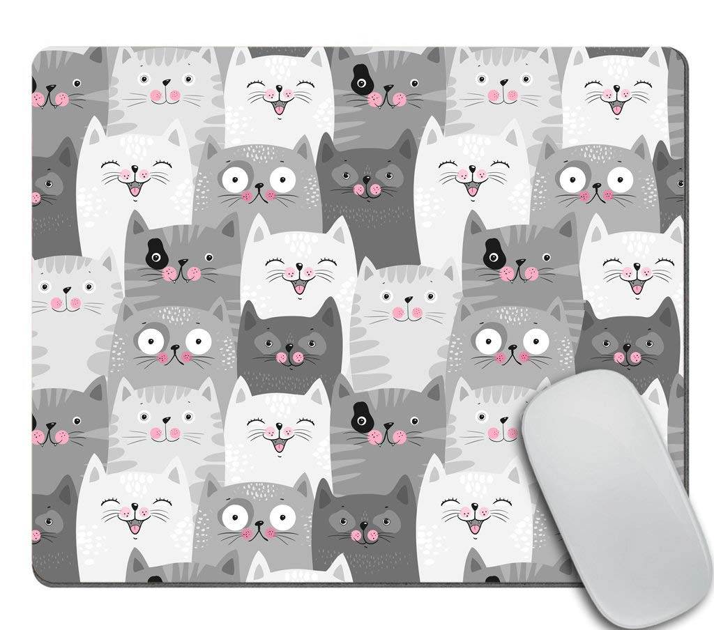 Office Mousepad Rectangle Mousepad Funny Grey Cats Mouse pad Cats Desk Rubber Gaming Mat 9.5 X 7.9 Inch (240mmX200mmX3mm)