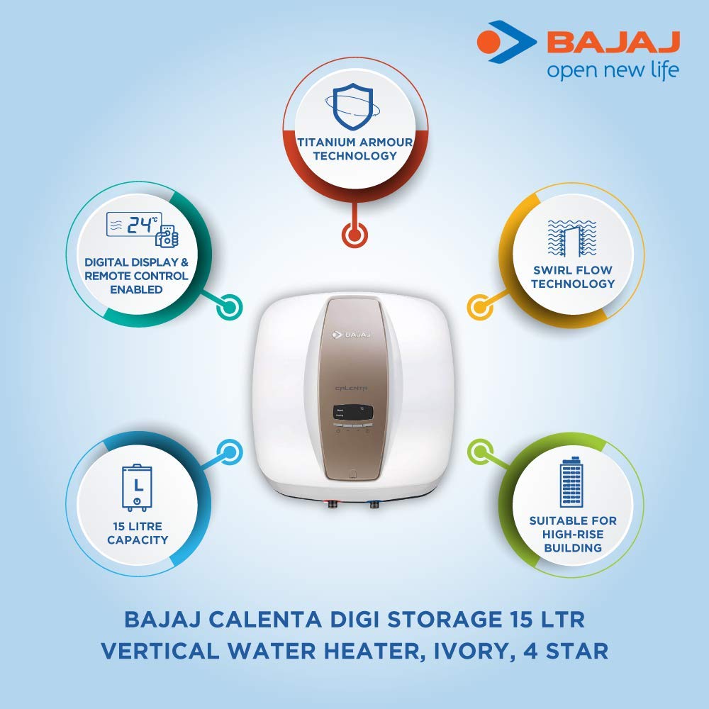 Buy Bajaj Calenta Digi Storage 15-Litre Vertical 5 Star Water Heater  (Brown/White) Online at Low Prices in India - Amazon.in