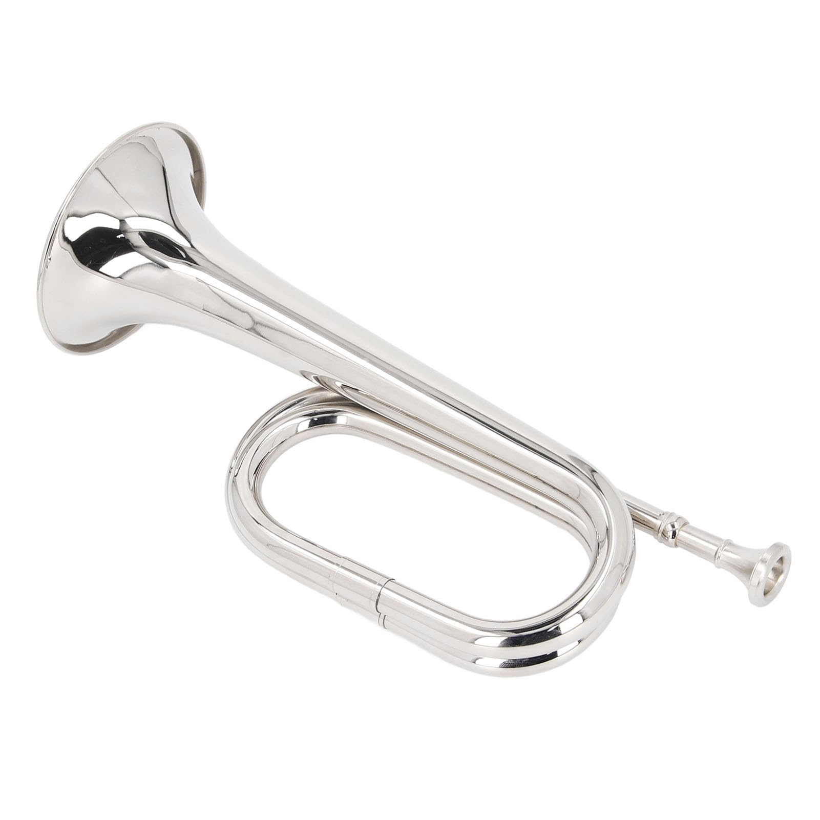 Signalhorn, Silberne Messing-Militärtrompete, Klarer Klang für Orchester, Blaskapelle, C-Tonart, 11 Cm Durchmesser, 34 Cm Höhe