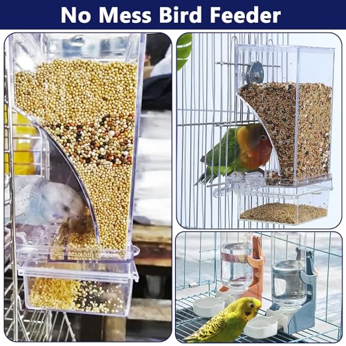 Vertupet BIRD002 No Mess Bird Feeders With Water Dispenser Automatic Transparent Acrylic Food Container Drinker For Cage Automatic Parrot Feeder Seed Container Cage Accessories thumb #6