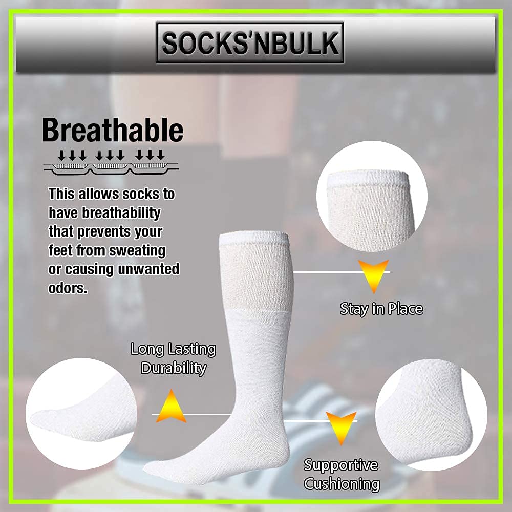 Calcetines 'NBULK 60 pares al por mayor al por mayor de algodón deportivo unisex Crew, tobillo, calcetines de tubo, hombres mujeres niños - Blanco -