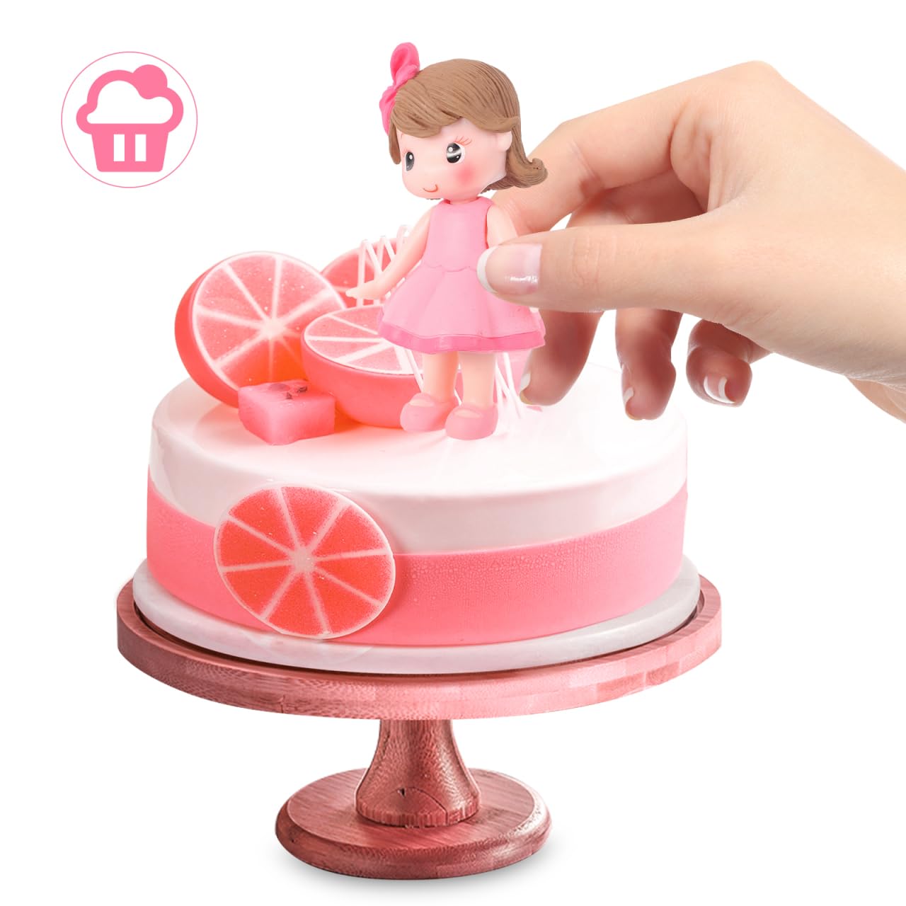 Mini Girl Doll Figures, Cute Polymer Clay Figure for Cupcake Topper, Cake Toppers, Cake Decoration, 3.42" Tall