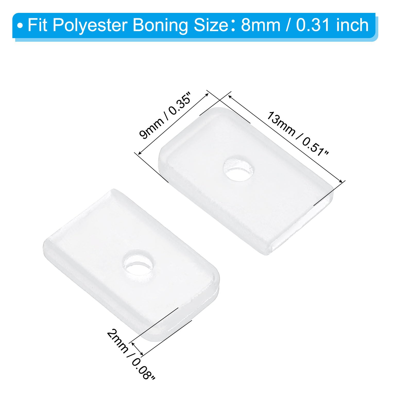 PATIKIL Tappi Terminali Silicone per Cucito, 200Pz Punte a Spirale per Stecche Corsetti per Colletti, Applicabili a Stecche Poliestere 8mm, Trasparenti