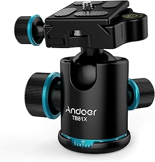 Cabeça de bola, TB81X Tripé Ball Head 360 Graus Girando Panorâmica Ball Head para Tripé Monopé Slider DSLR Câmera com 3pcs 1/4"a 3/8" Adaptadores de parafuso máx. Carregar 8Kg / 17.64Lbs