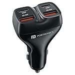 Portronics Car Power Quard 111W Car Charger, 4 Ports Fast Car Charger, Dual 33W Type-C PD, Dual 22.5W USB-A, Charge 4 Devices Simultaneously, for Smartphones, iPhones, Tablets, Earbuds & More