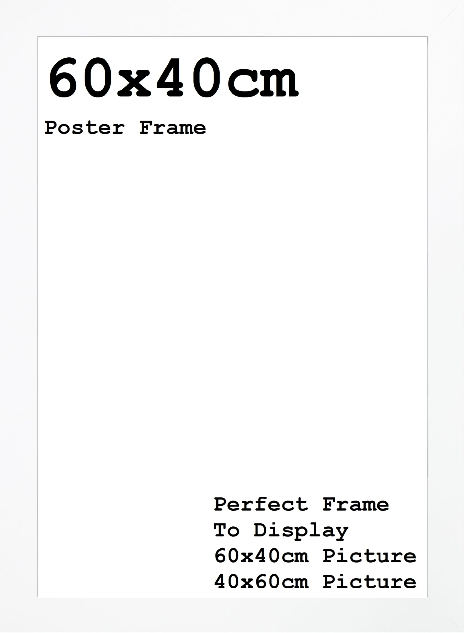Bstframes White 60X40cm Poster Frames - Picture Frame - Wooden Effect With Styrene Shatterproof Perspex Sheets (White)