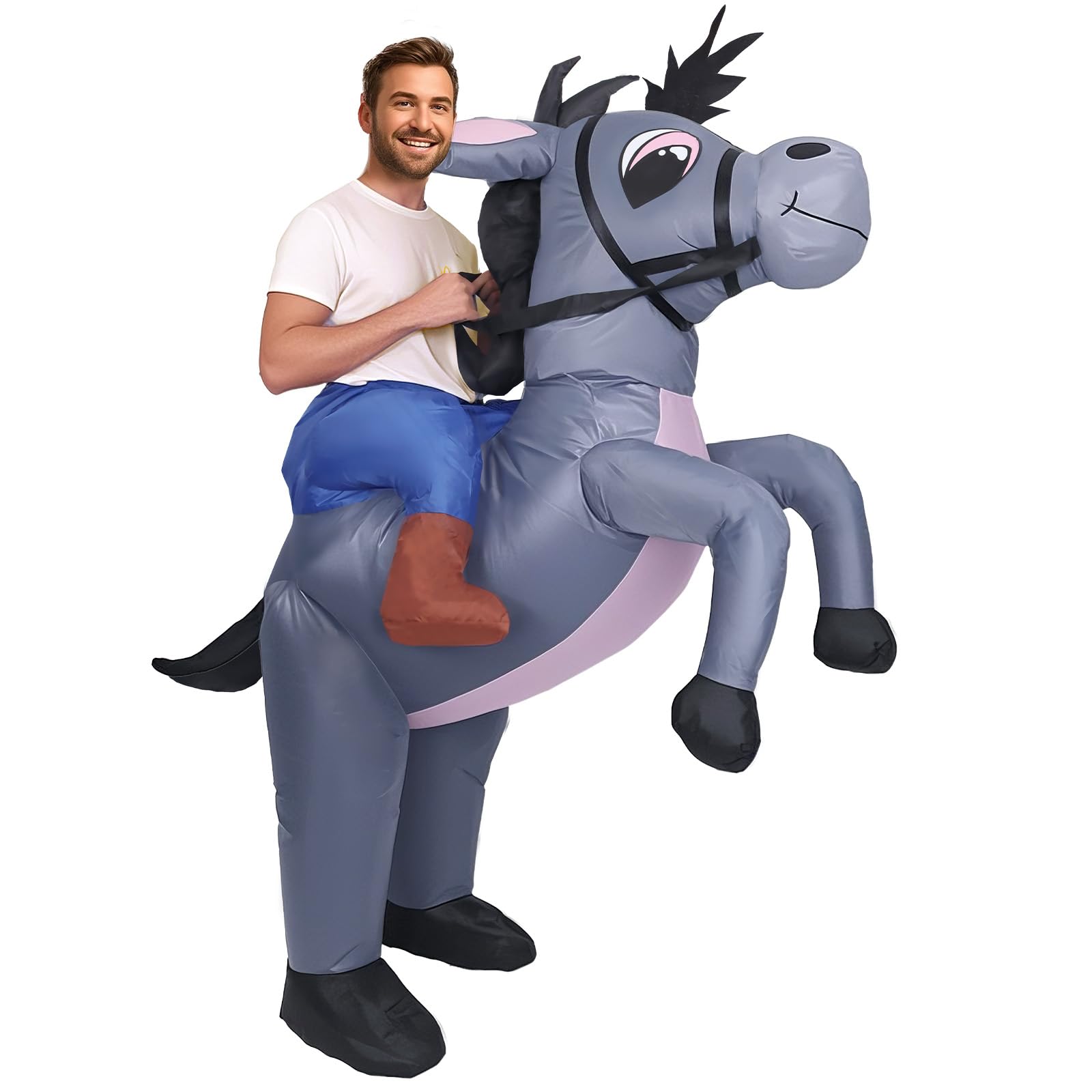 LKMXD Inflatable Donkey Costume, Halloween Cosplay Funny Costume Adult (Donkey)