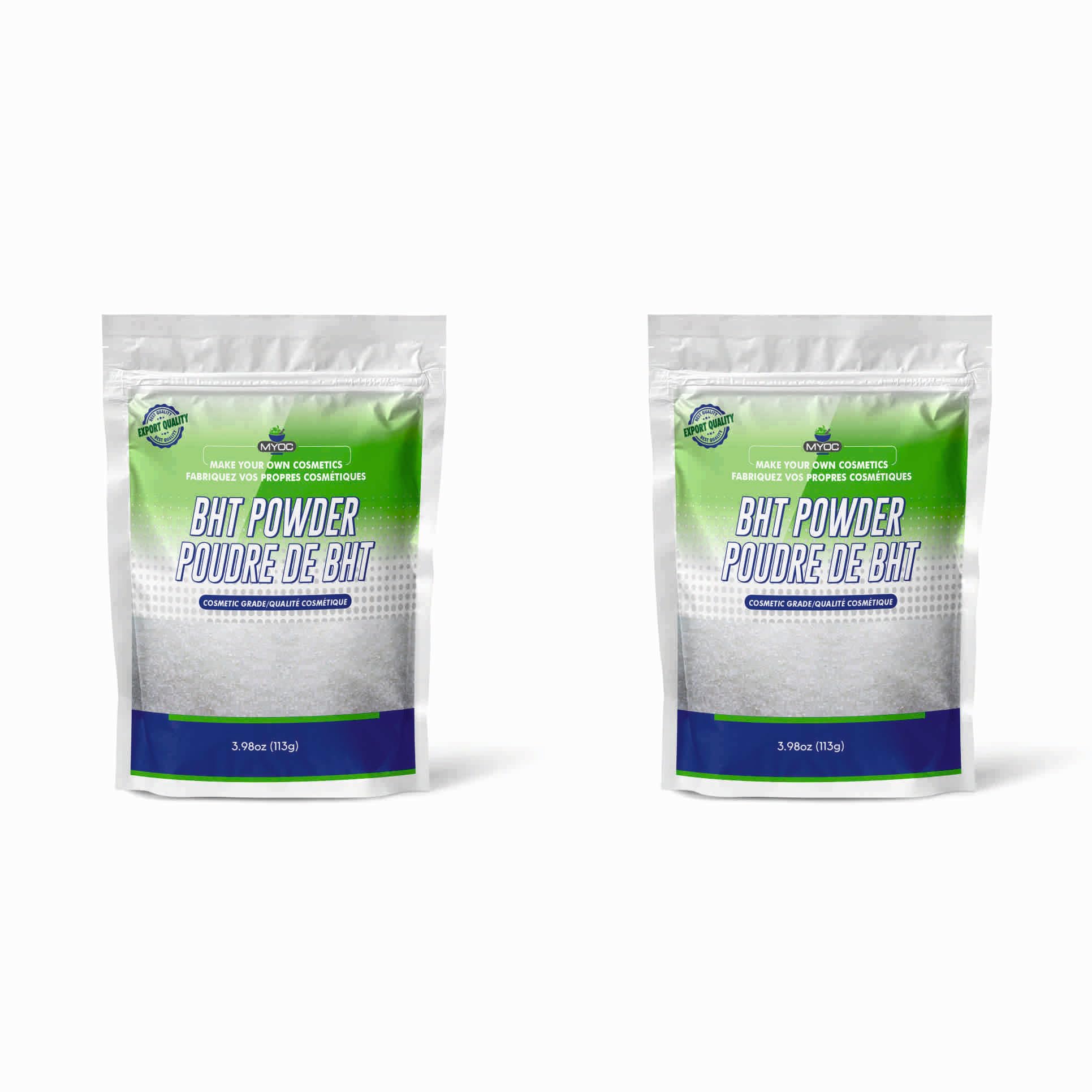 Myoc BHT Powder - 113g / 3.98 Oz | Premium Butylated Hydroxytoluene (BHT) Powder for Cosmetics (Pack of 2)