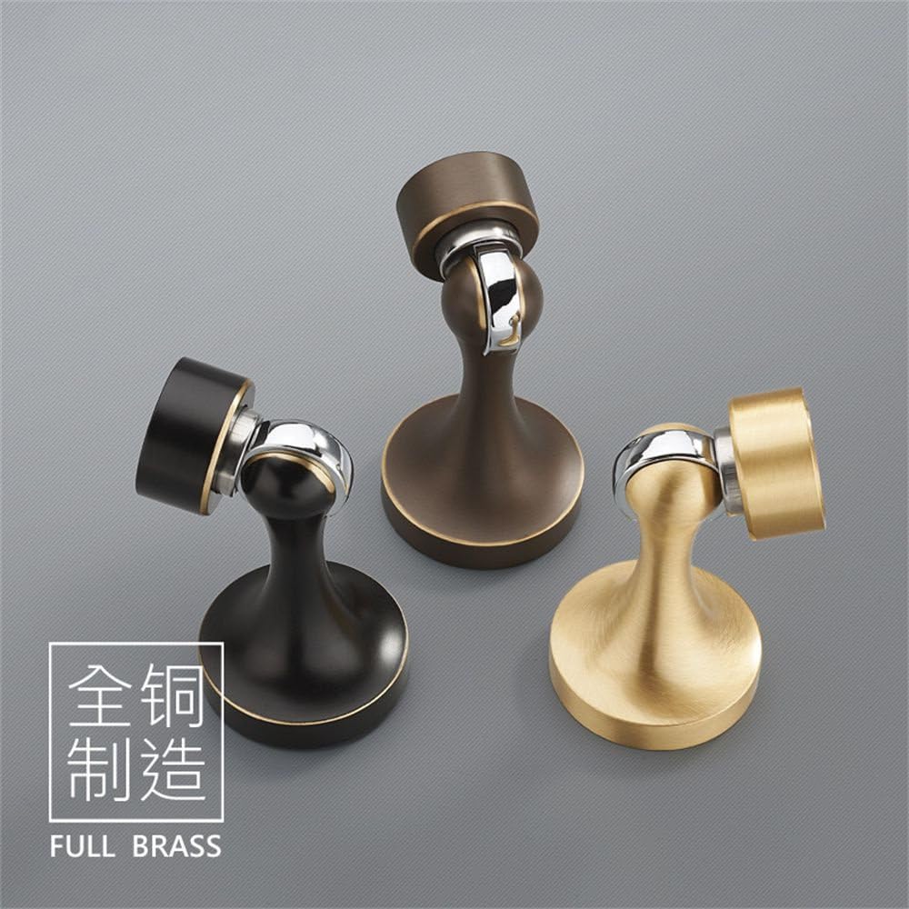 Chiusura per porta a doppio uso in ottone per parete e pavimento, contatto magnetico potente, chiusura per porta semplice integrata, interamente in rame, grigio perla, 85 * 50 mm