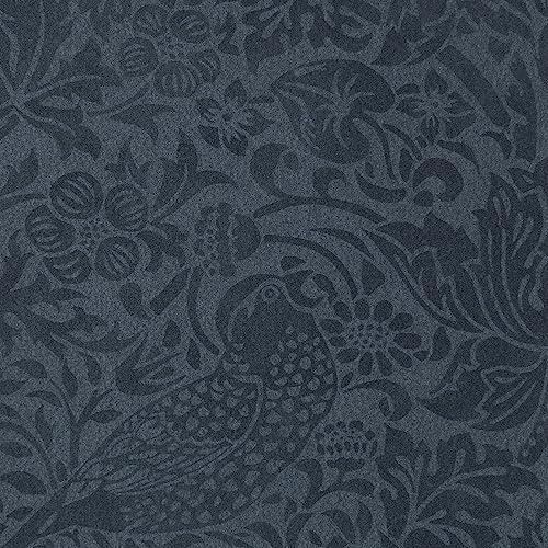 壁紙屋本舗 のり付き 壁紙 ウィリアムモリス クロス ボタニカル ブラック FE-76005 巾92cm×m単位 Morris モリス クロニクルズ STRAWBERRY THIEF いちご泥棒 【受注生産品・キャンセル不可】