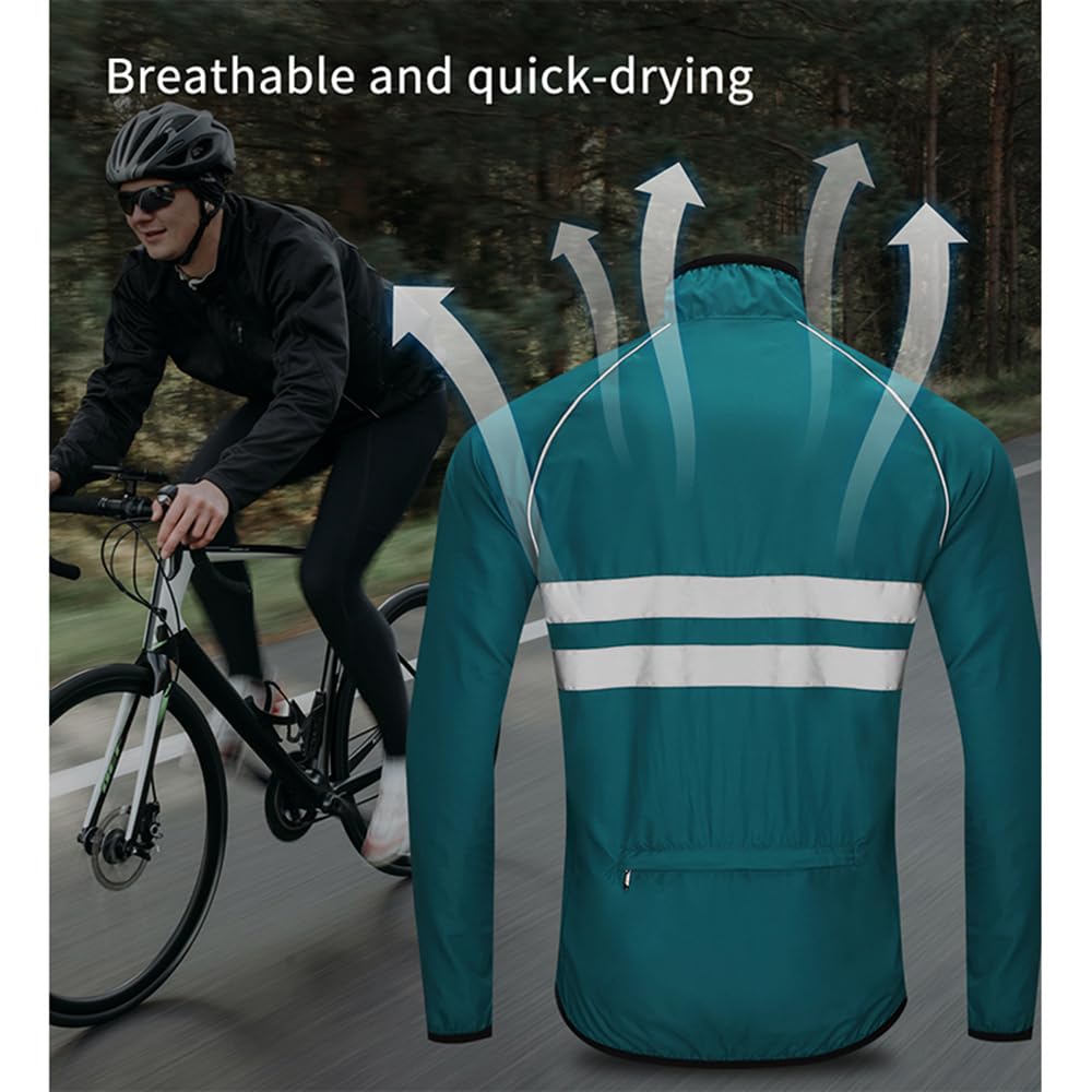 Hombre Chaqueta De Ciclismo Ultraligera Impermeable Mujer, Ventilada Reflectante Transpirable Chaqueta De Running, Duradera Capucha Bolsillo Trasero Chaquetas De Sol Para Ciclismo