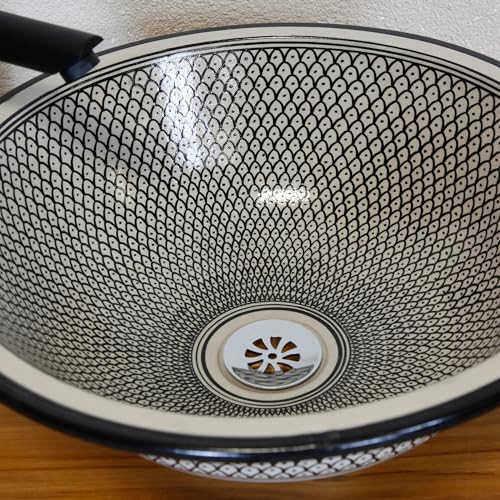 Keramik Waschbecken Schwarz, Aufsatzwaschbecken für Badezimmer und Gäste-WC, Einbauwaschbecken Rund ohne Hahnloch und ohne Überlauf/Waschschale Aufsatzbecken Keramik Waschbecken Schwarz, Aufsatzwaschbecken für Badezimmer und Gäste-WC, Einbauwaschbecken Rund ohne Hahnloch und ohne Überlauf/Waschschale Aufsatzbecken