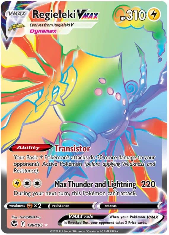 Regieleki VMAX 198/195 Rare Rainbow Pokemon Card (SWSH Silver Tempest) + 1x  TitanCards® Toploader : Amazon.co.uk: Toys & Games