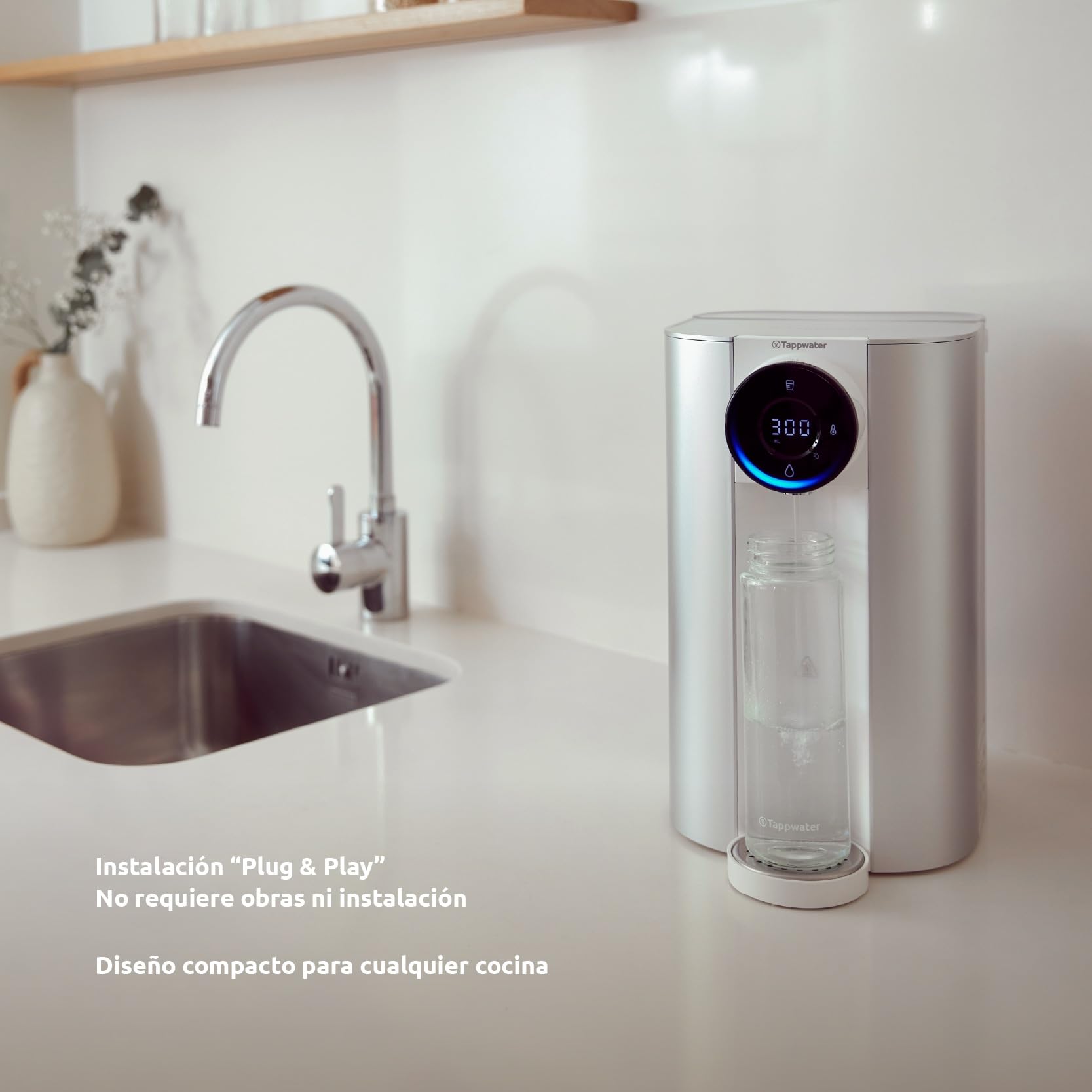 Tappwater Countertop RO SMR (Cartucho de recambio) Sistema de Ósmosis Inversa, Filtro de Agua con Mineralización, Dispensador de Agua Fría y Caliente, 12L/h, Purificador Agua sin Instalación