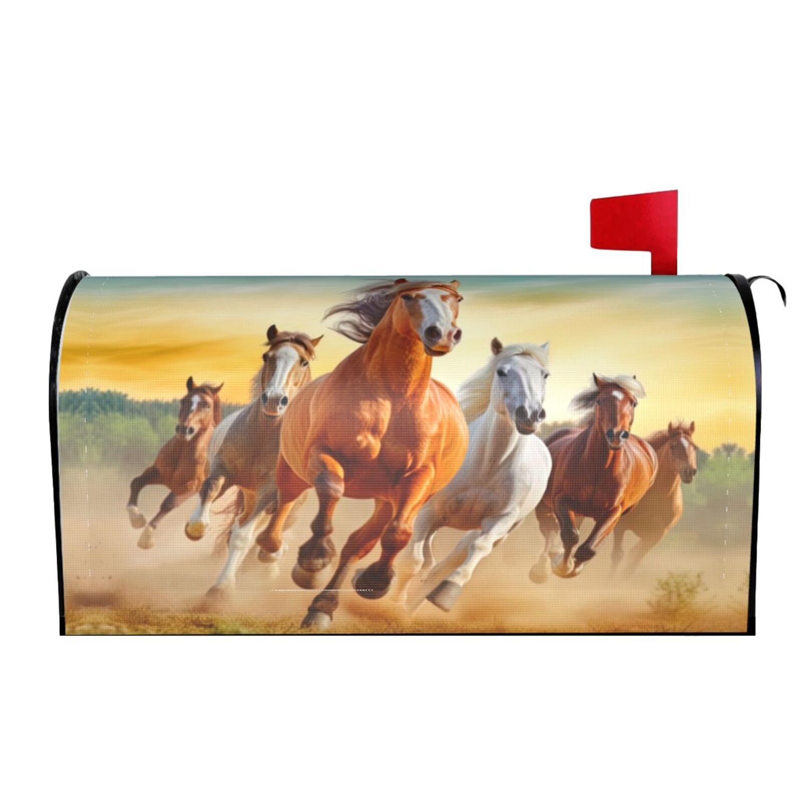 Steed Horses Run Gallop 01 Mailbox Covers Magnetic Wraps Post Letter Box Cover Garden Home Decor