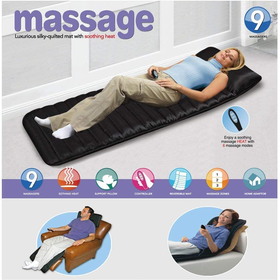 sygnius Velvet Bed Mattress Body Head, Neck, leg Massager with 9 Motor Vibrator & 9 Soothing Heat,Heated Shiatsu Massager, Relieves Stress or Tension Shoulder and Back Pain (160x55cm) 2