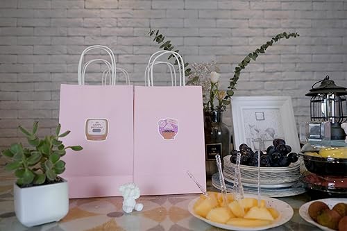 Miniatura 6 de ottin Bolsas de regalo de fiesta lila, 30 piezas envueltas en papel kraft con asa a granel para cumpleaños de niños, día de San Valentín, día de la
