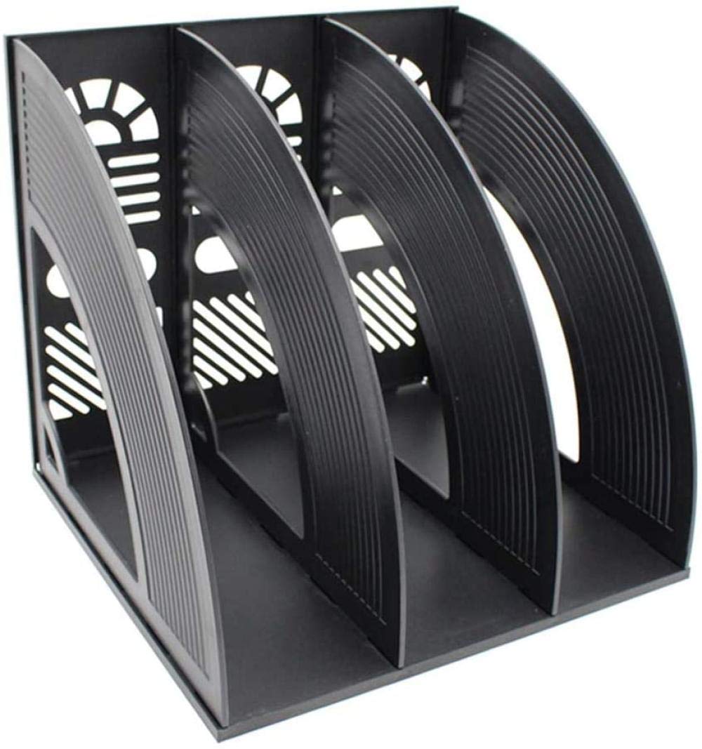 Portadocumenti, portariviste, vassoio portadocumenti, vassoio portaoggetti, accessori per ufficio in plastica, portadocumenti, portariviste, organizer per carta da scrivania, scuola-Triple_Black