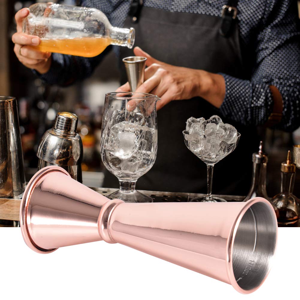 MISNODE Bar Wine Cocktail Shaker, Stainless Steel Measuring Cup Double Jigger Bartending Cocktail Jigger Measuring Tool Accessories Bar Measuring Jigger Bar Accessories(Rose Gold)