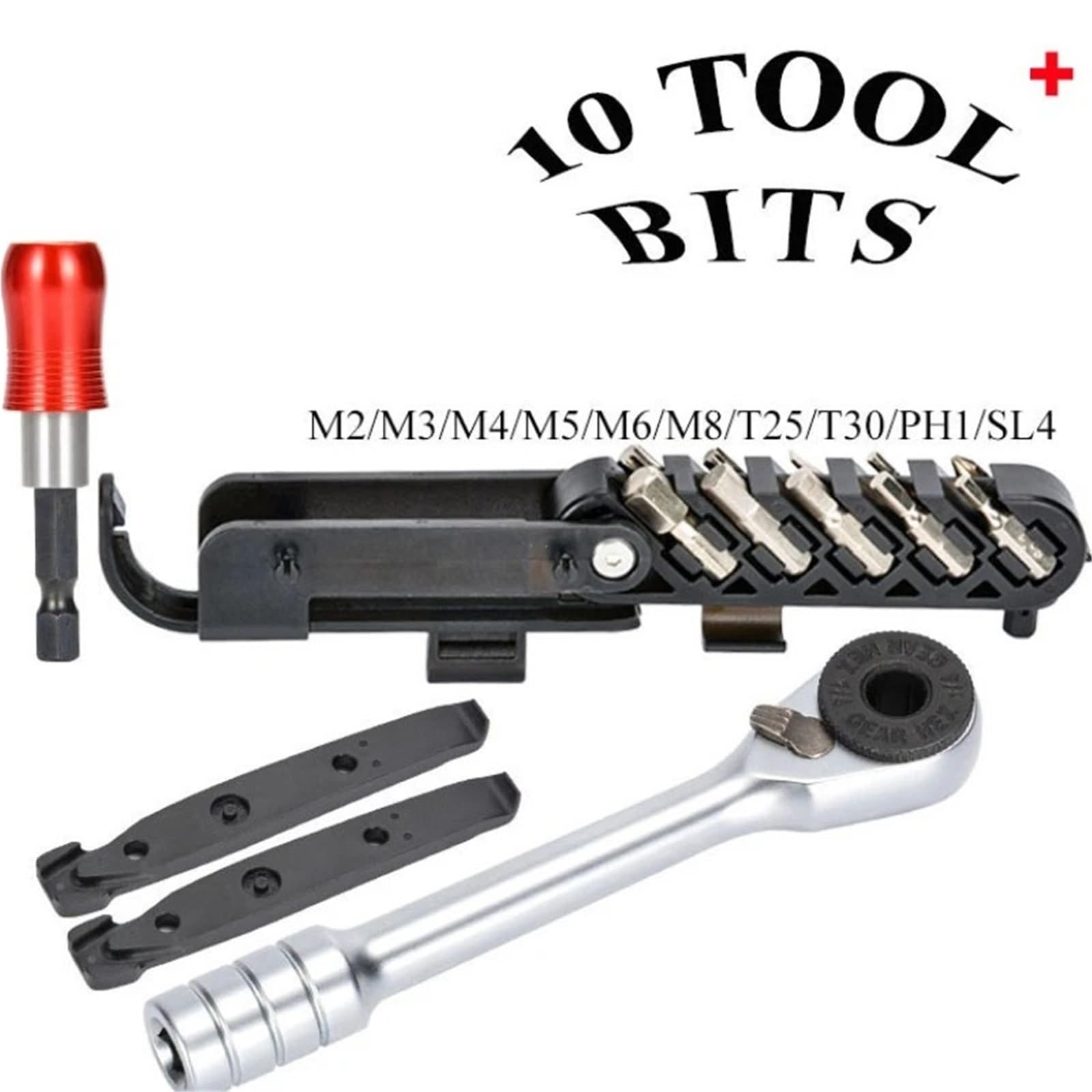 Kit De Herramientas De Llave De Trinquete Portátil 14 En 1, Multiherramienta De Ciclismo Multifunción Con Palanca De Neumáticos For Mantenimiento De Bicicletas De Carretera MTB