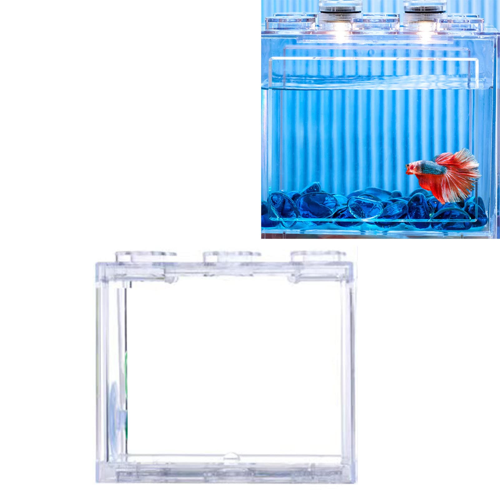 Małe Betta, Plastikowe Mini Pudełko Na Ryby Przezroczyste Wycięcie, Akrylowe Przeciwwybuchowe Przenośne Miniaturowe Akwarium (B)