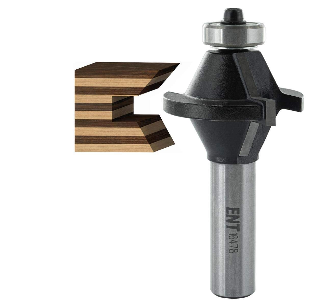 ENT 16478 2-czesciowy zestaw frezów do oklejania krawedzi do stabilnych polaczen naroznych, w wegliku, trzpien (S) 12 mm, srednica 40 mm - klejenie na kilku plytach, krawedzie z litego drewna