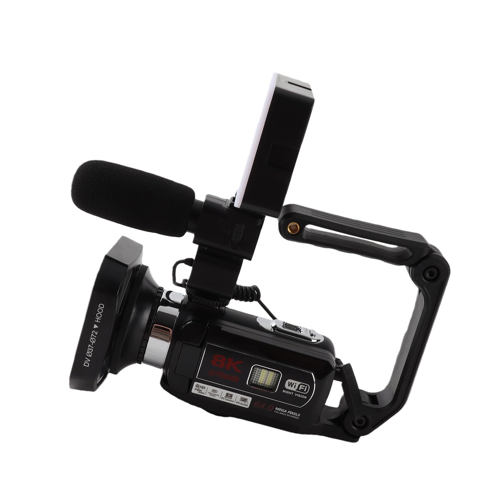 Cámara de Video 8K, Videocámara Digital 64MP con Luz de Relleno y