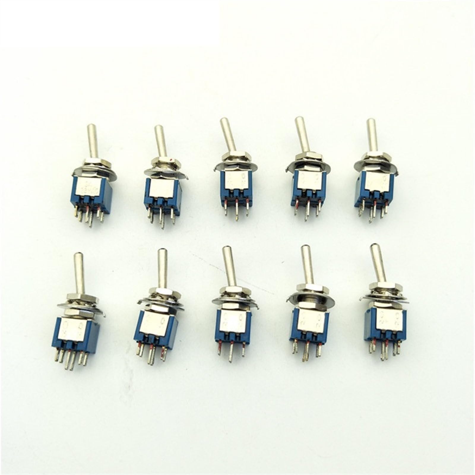 BKGWCSOR 10 Pcs AC 125V 3A ON/ON 2 Position 2P2T DPDT 6 Pins 5mm Toggle Switch SMTS-202 Switches