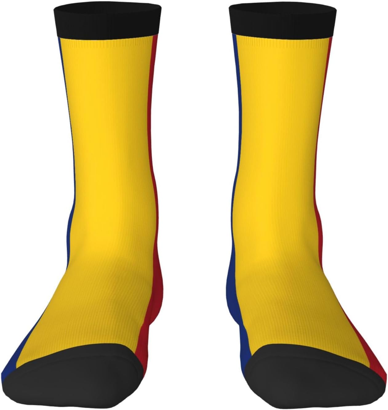 Flag of Romania Unisex Crew Work Cushion Socks Long Athletic Running Socks Workout Breathable Socks