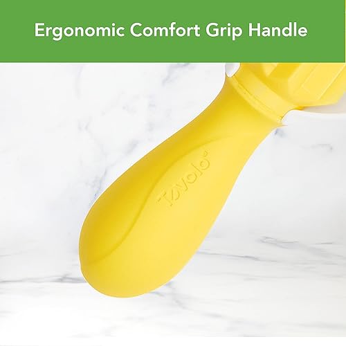 Miniatura 3 de Tovolo Escariador de cítricos con colector de semillas, blanco y amarillo, exprimidor ergonómico de mano para limones, limas, naranjas, sin BPA,