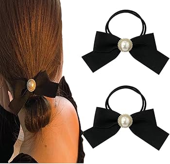 Amazon | 2本 ベロアリボン 黒 髪飾り リボン 蝶々結び 黒 生地 少女