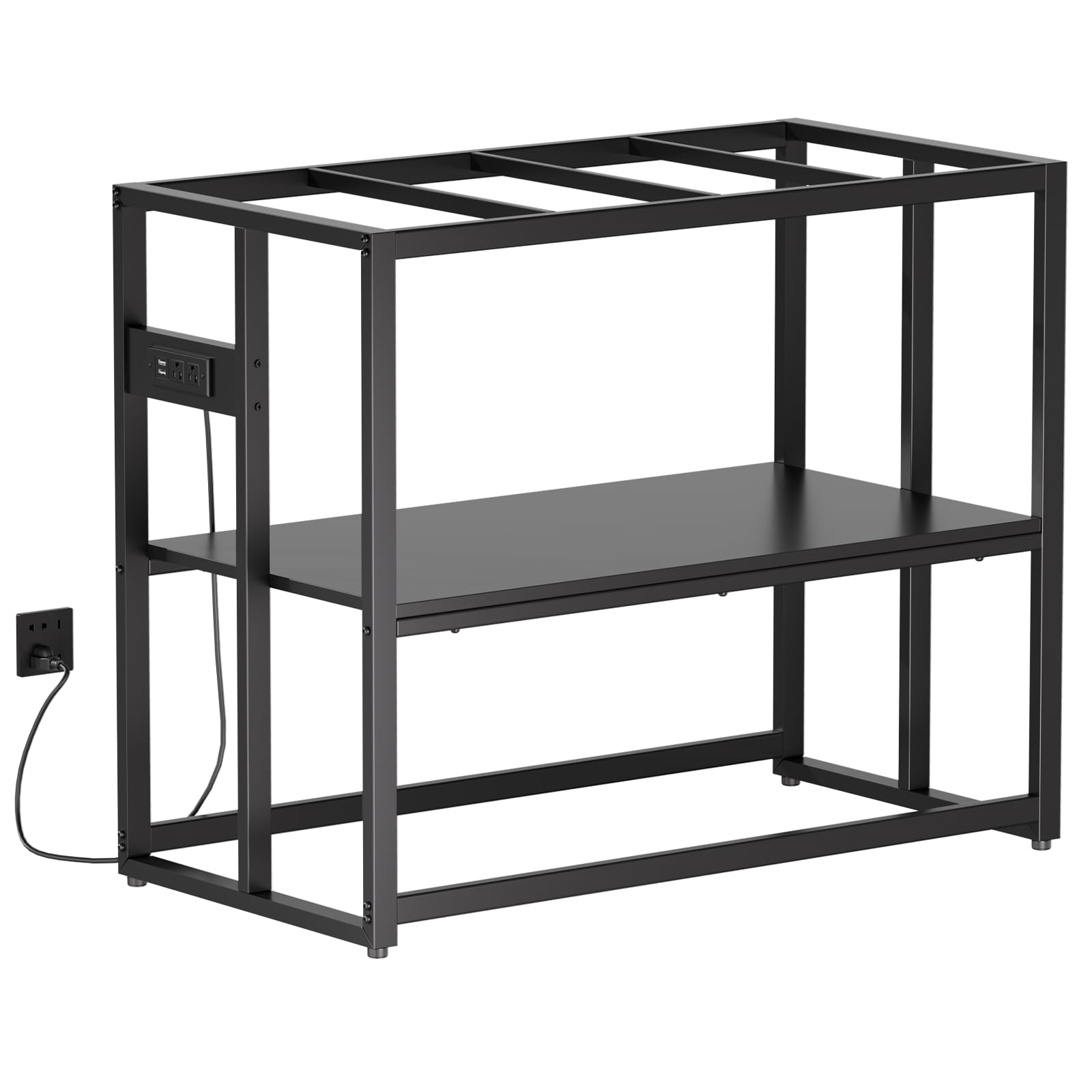 Urban Deco Support d'aquarium de 40 gallons avec prises de courant, capacité de 300 kg, support d'aquarium en métal, support de terrarium à double couche, noir