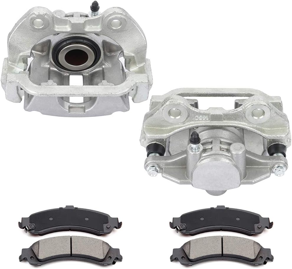 SCITOO Rear Left & Right Brake Kit [4] Brake Pads [2] Brake Disc Calipers w/Bracket Compatible With 2003-2005 for Chevrolet for Astro