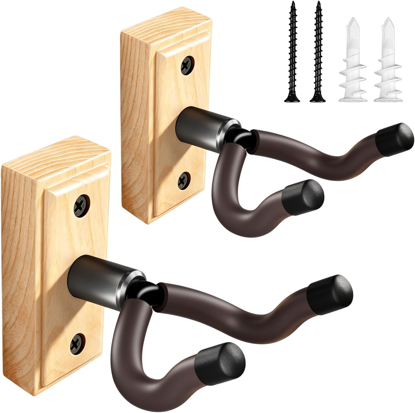 DIDA Guitar Wall Mount, Guitar Hanger, Silicone Pad, U-Shaped Guitar Wall Hanger Mount, Rotatable Guitar Holder Hook Stand Wall for Acoustic, Electric Guitar, Bass (Ash Wood, 2 Pack)