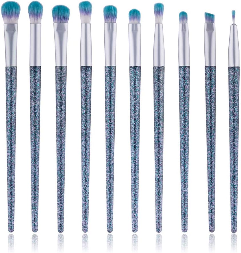 10 Pcs Eye Makeup Brush Set Essential Shadow Liner Brow Toiletry Kit Professional Powder Foundation Mineral Cosmetic Tools