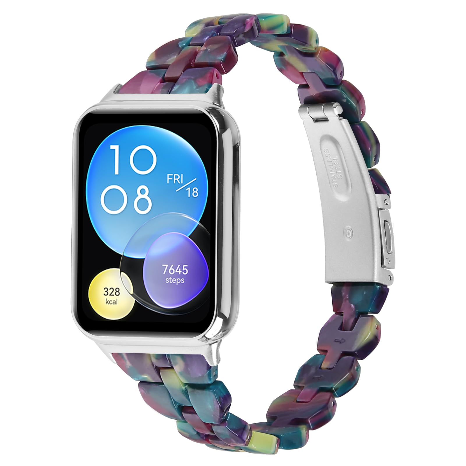 Modern Resin Strap Compatible with Xiaomi Smart Band 10 Pro Straps, Waterproof Wristband Bracelet Lightweight Sports Bands with Stainless Steel Clasp for Women Men