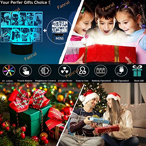Anime 3D Led Luffy Sanji Zoro Nami Chopper Grop Cartoon Team 7 Colors Changing Night Light Led Illusion Table Lamp For Home Nursery Bedroom Decor Boys Kids Man Bro Xmas Birthday Holiday Gifts #TOP6