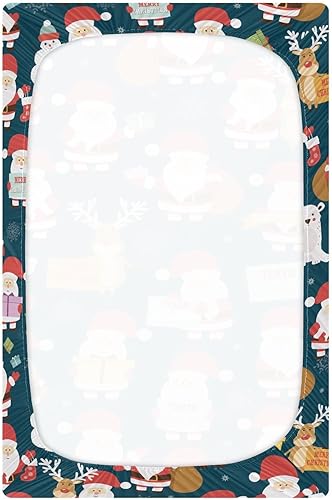 Miniatura 3 de Sábanas de colchón para cuna, Papá Noel, Caribou, copos de nieve, patrón de Navidad, sábana bajera ajustable para niños y niñas, se adapta a la
