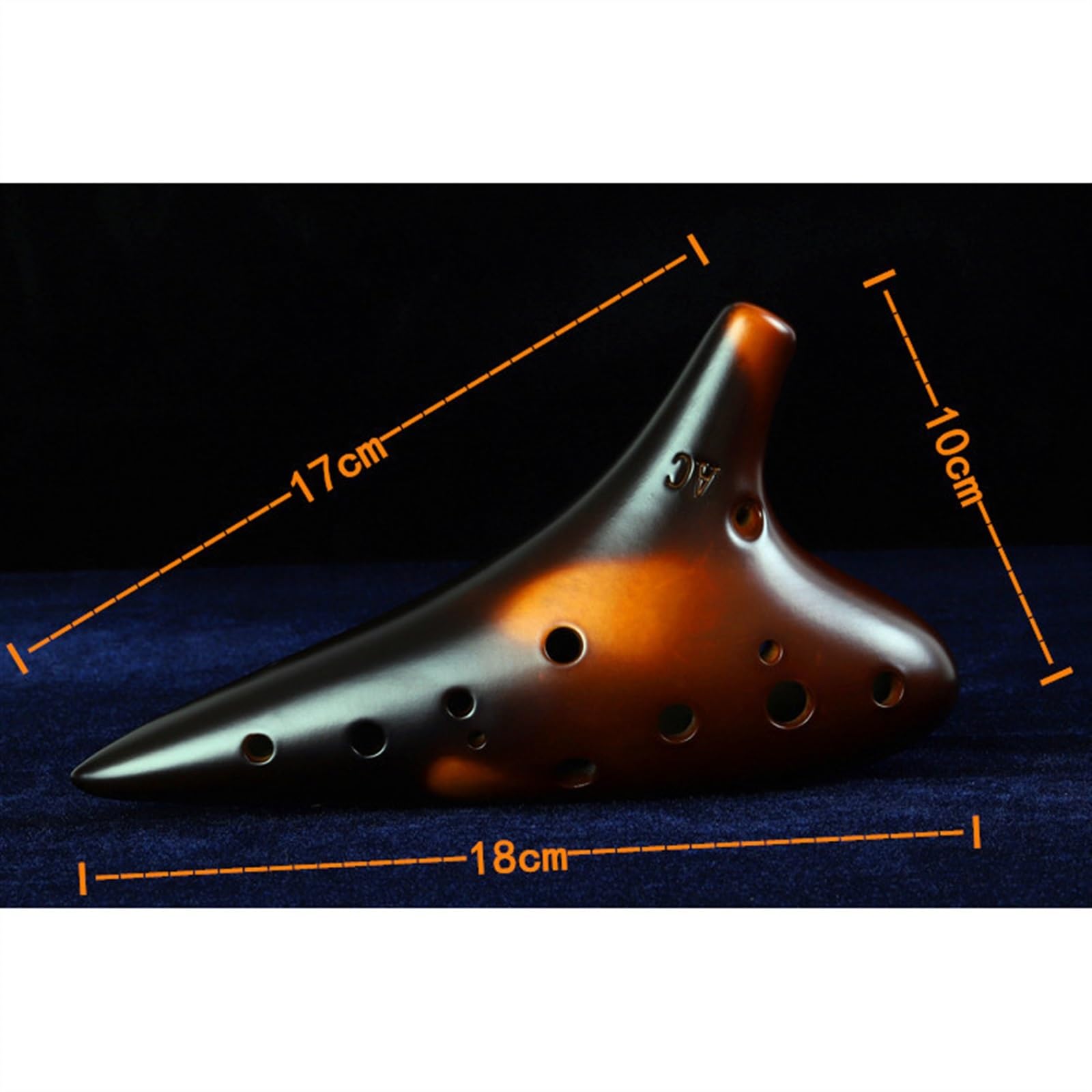 Ocarina Gialla Affumicata 12 Fori Chiave Do Contralto AC Strumento Musicale Etnico In Ceramica