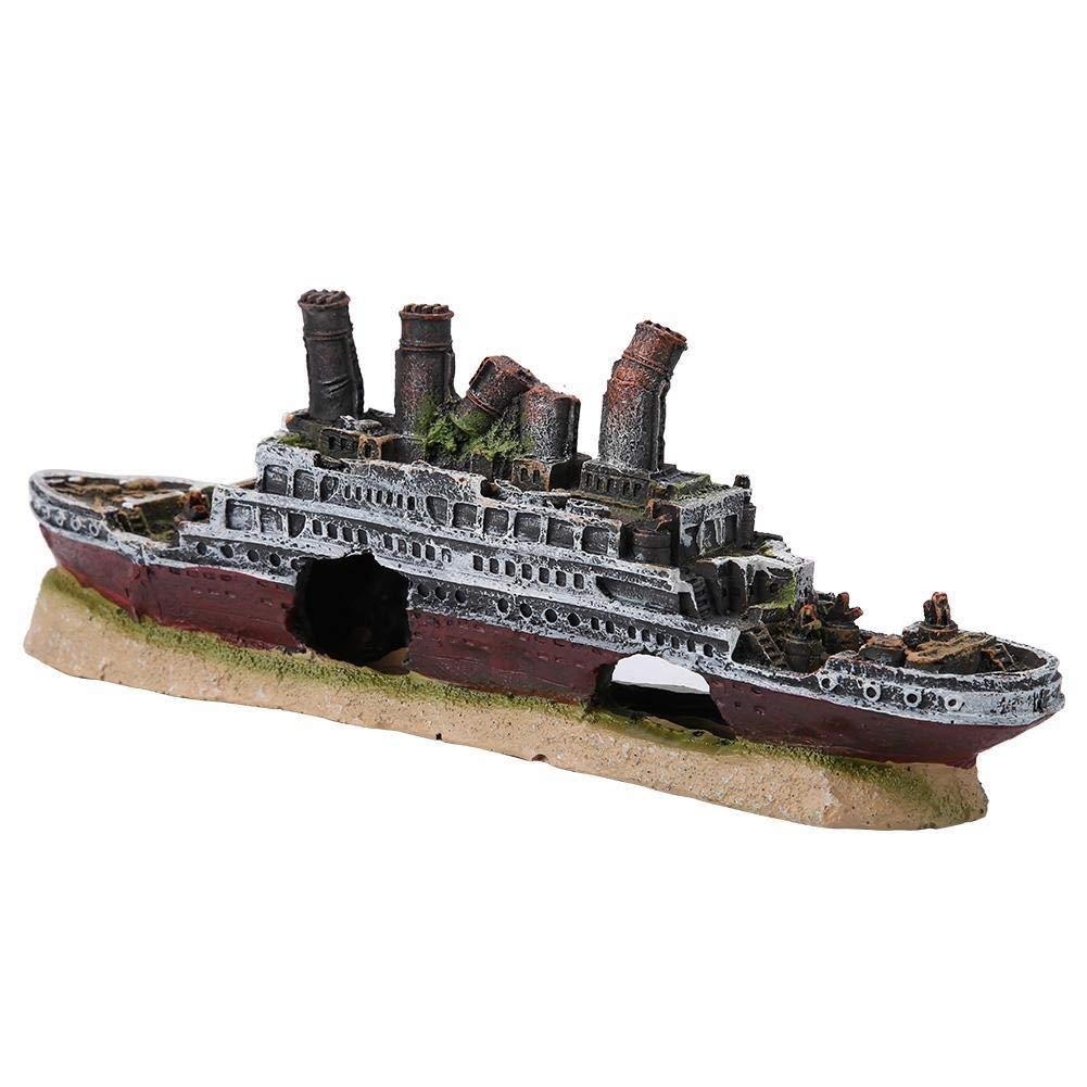 KSTE Titanic Perdido Arruinado Boat, Barco Decoración del Acuario Ornamento Ornamentos Naufragio para Salada Betta Fish y Acuarios de Agua Dulce Decorations