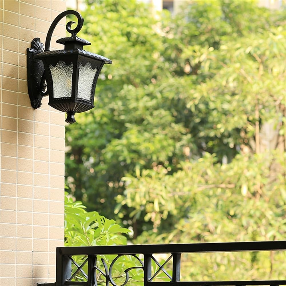 Applique murale moderne avec abat-jour en verre à motif d'eau, design imperméable et antirouille pour éclairage extérieur de terrasse et maison