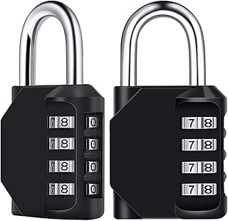 Fachoige 2 Pack Combination Padlock,4 Digit Locker Lock ,Padlock Outdoor Indoor, Weatherproof Lock Outdoor Combination Lock,for School, Gym Or Sports Locker, Toolbox, Hasp Cabinet - Black